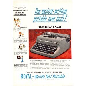 1951 Royal Portable Typewriter Speed King Keyboard Vintage Print Ad 50s Wall Art